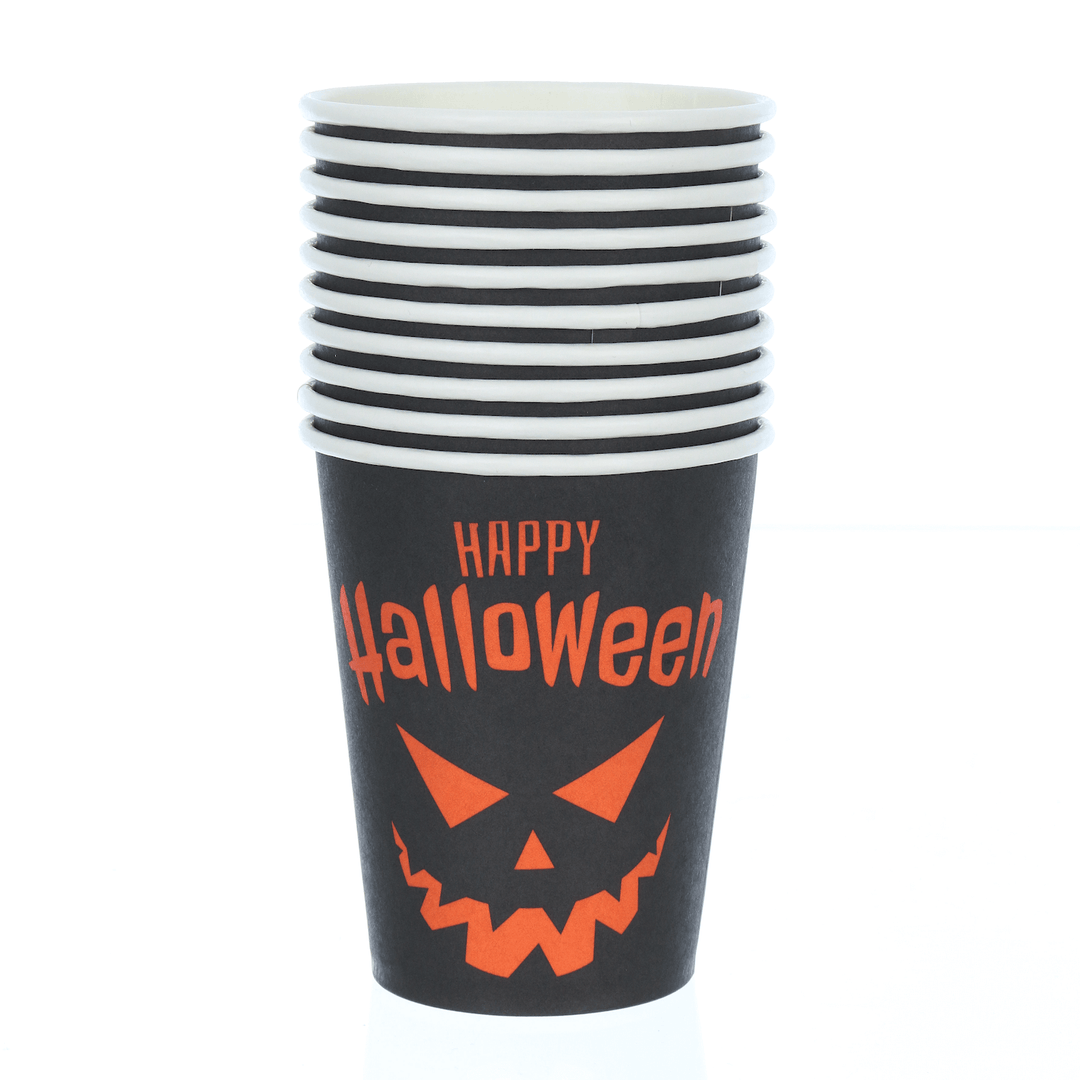 Happy Halloween paper cups stacked inside each other