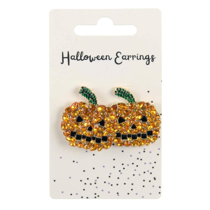 Halloween earrings shaped like jack-o&