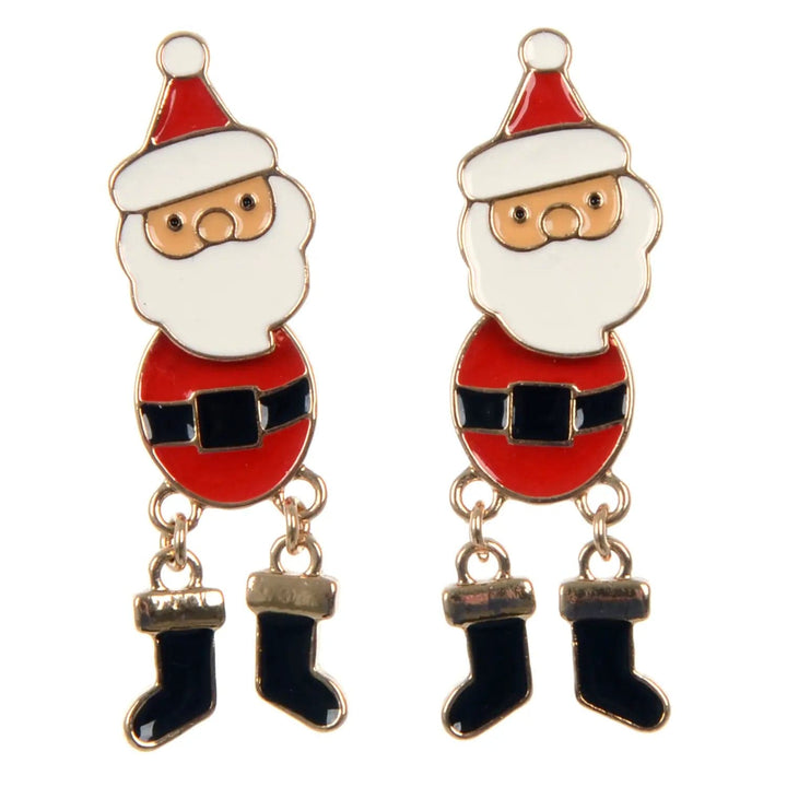 Pair of Santa drop earrings with dangling boots for Christmas parties