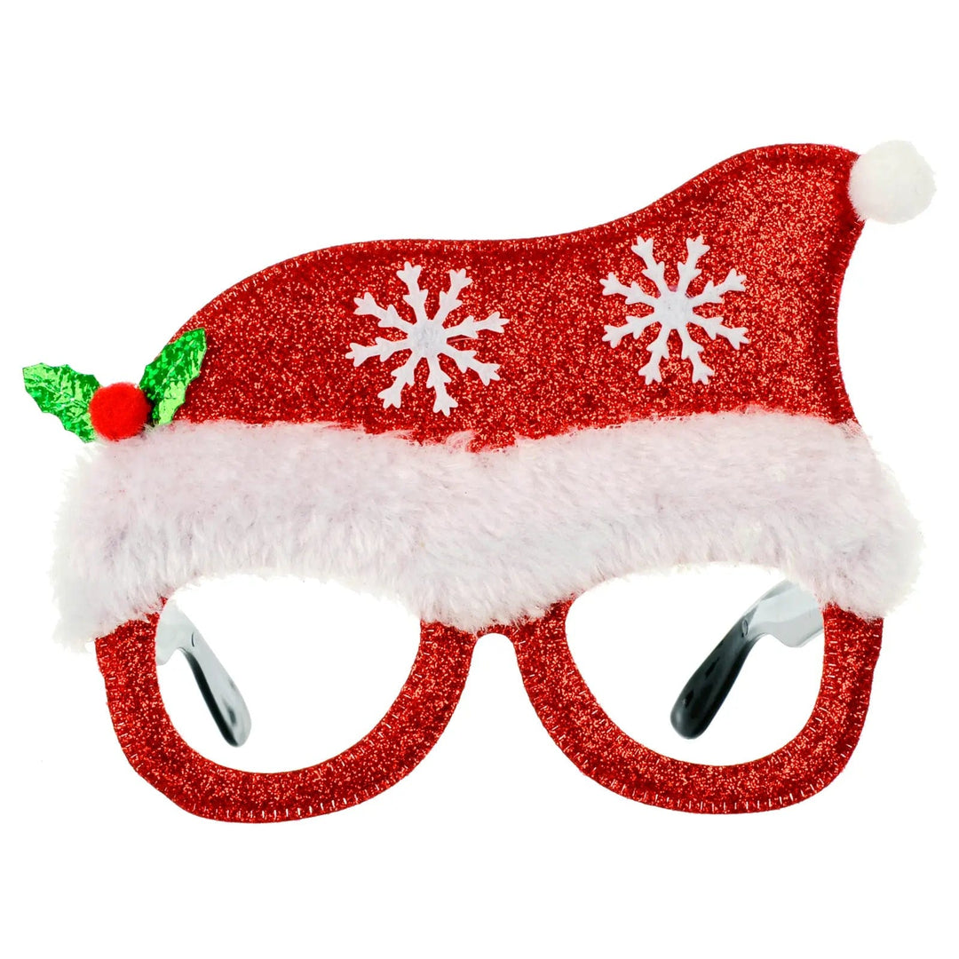 Novelty Santa Christmas Glasses Red Glitter Party Specs Fun