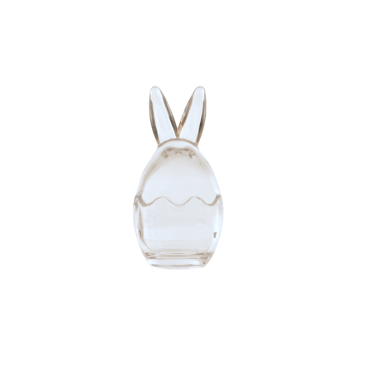 small sized bunny ears storage jar with lid on white background shot