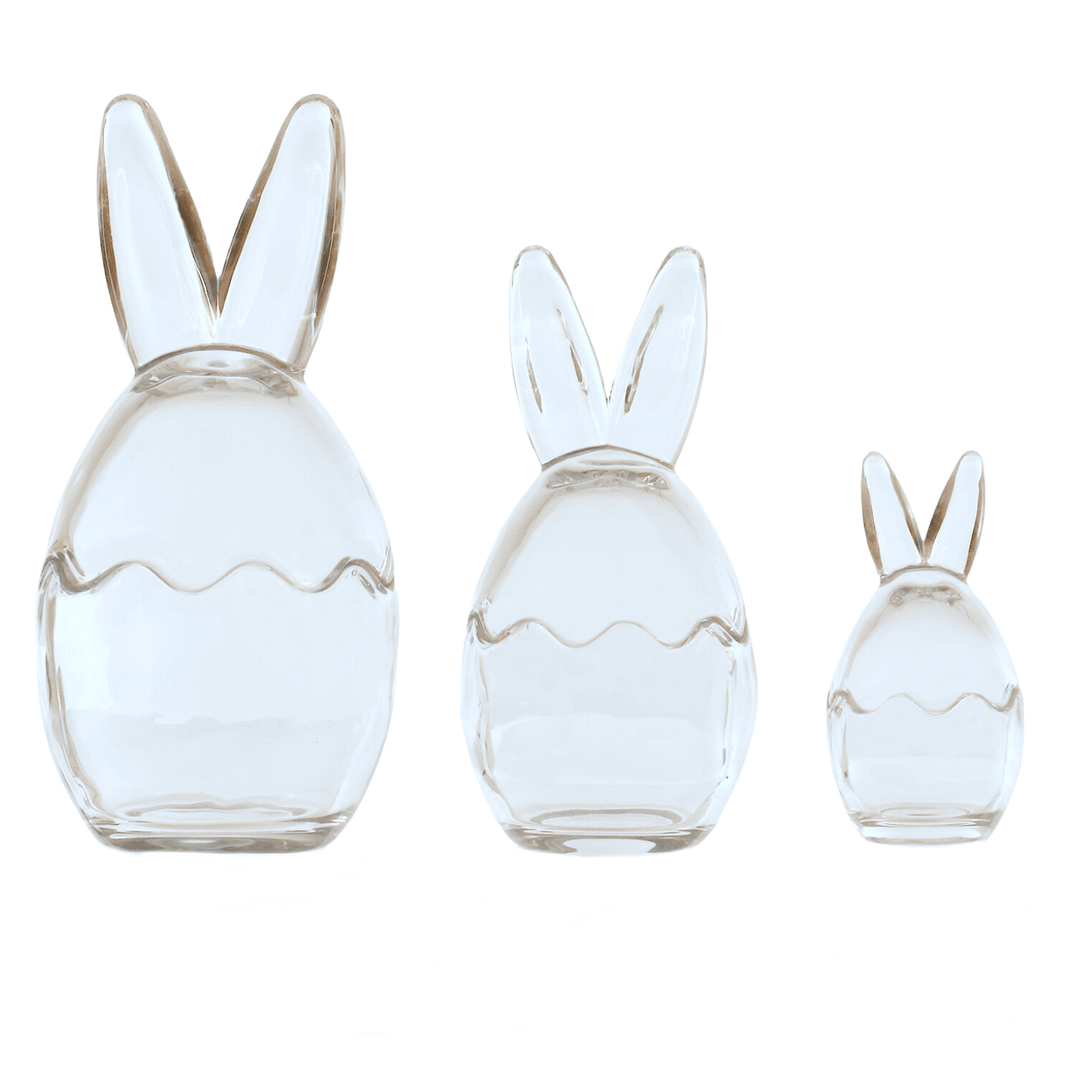 set of 3 bunny ears storage jar side by side spaced out on white background