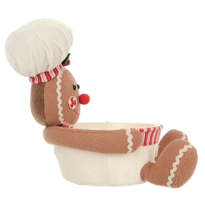 Side view of a gingerbread man Christmas sweets bowl