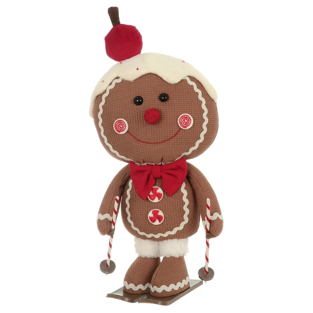 Christmas gingerbread figure decoration with skis and ski poles