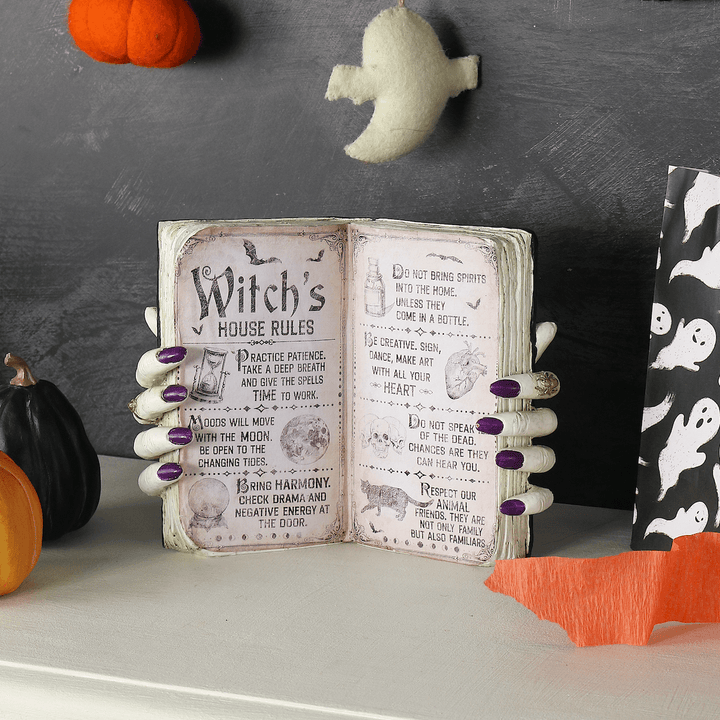 Witch's House Rules Open Book Halloween Party Decoration 25cm