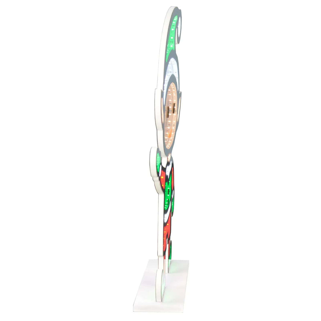 Side profile of a Christmas Elf infinity mirror decoration light