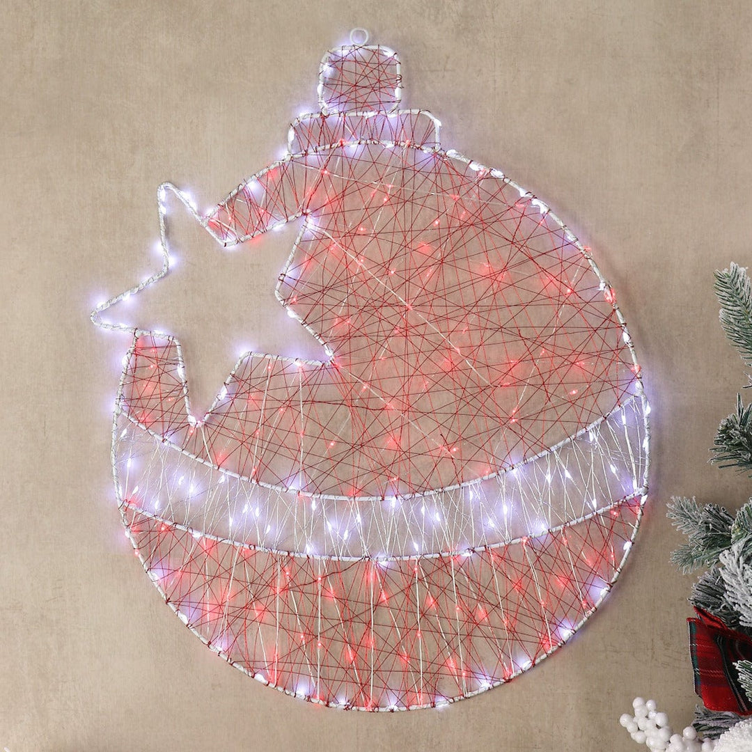 Christmas Bauble Silhouette Light White Red LED Decoration 50cm