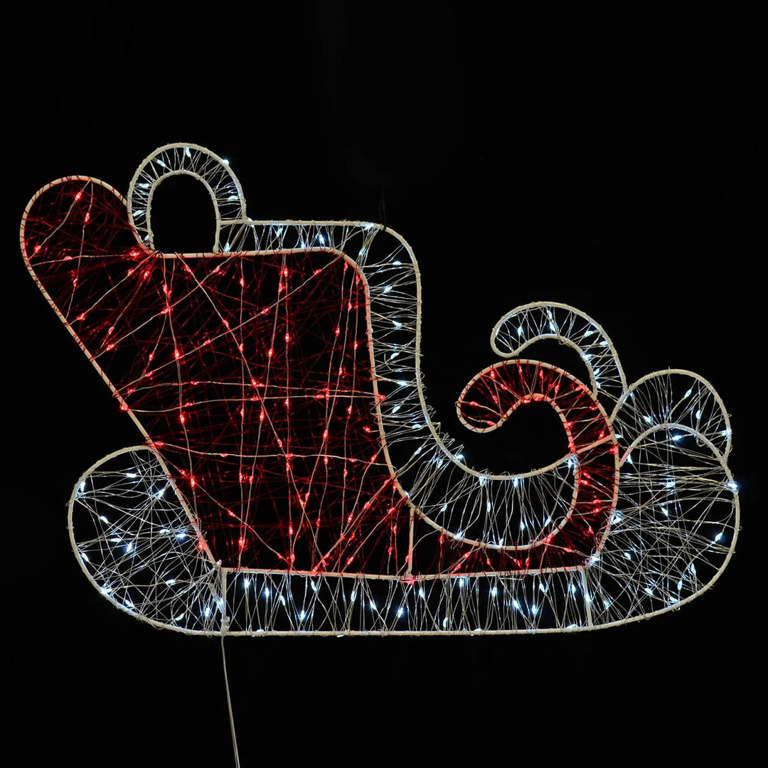 Red and white Santa sleigh LED silhouette Christmas light