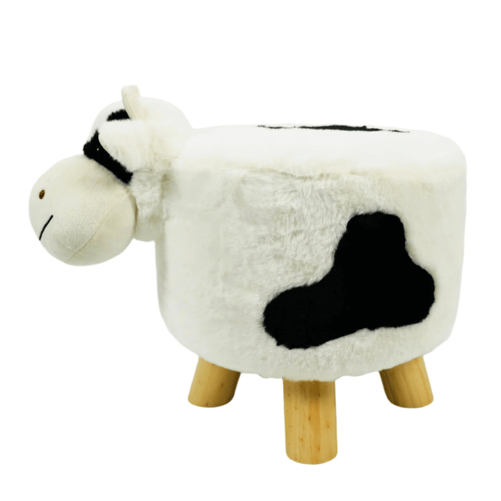 Kids Wooden Animal Stool Seat Chair Plush Faux Fur Removable Cover