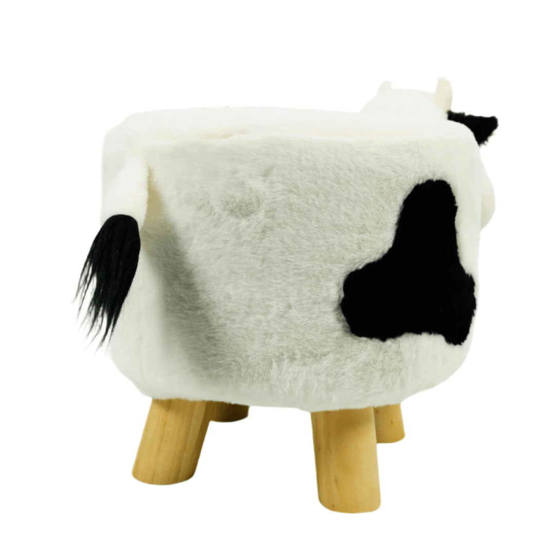 Kids Wooden Animal Stool Seat Chair Plush Faux Fur Removable Cover