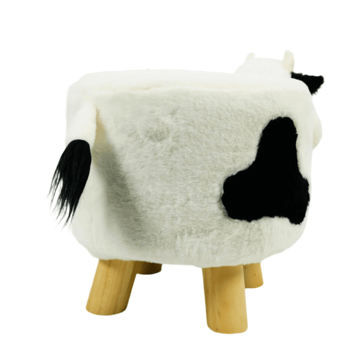 Kids Wooden Animal Stool Seat Chair Plush Faux Fur Removable Cover