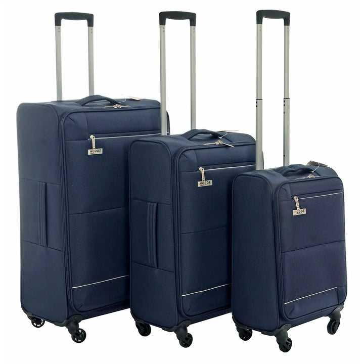 Set of 3 navy trolley cases luggage with wheels and telescopic handles