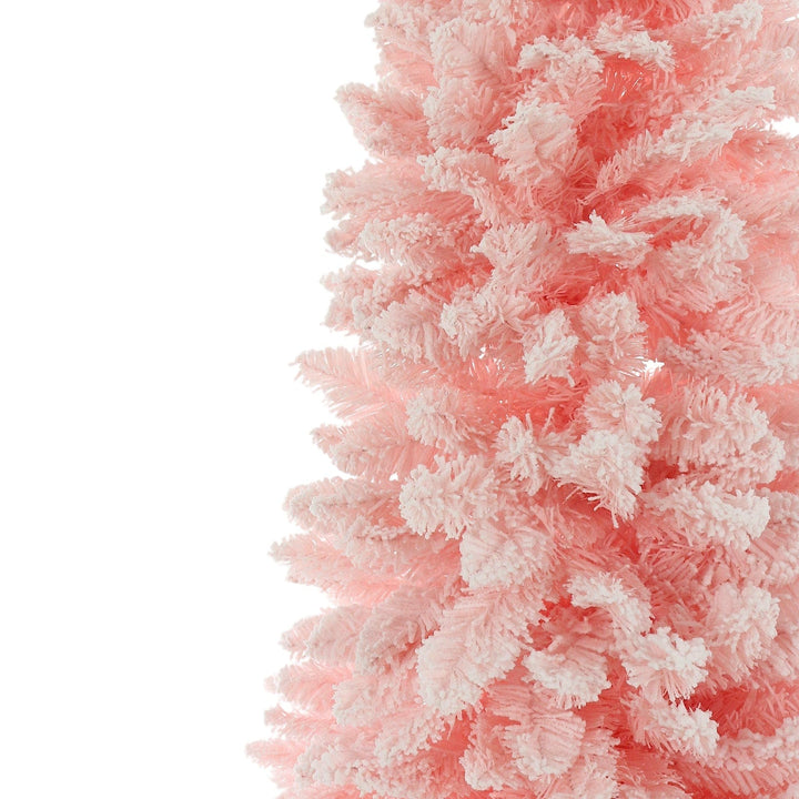 close up of slim pink christmas tree branches