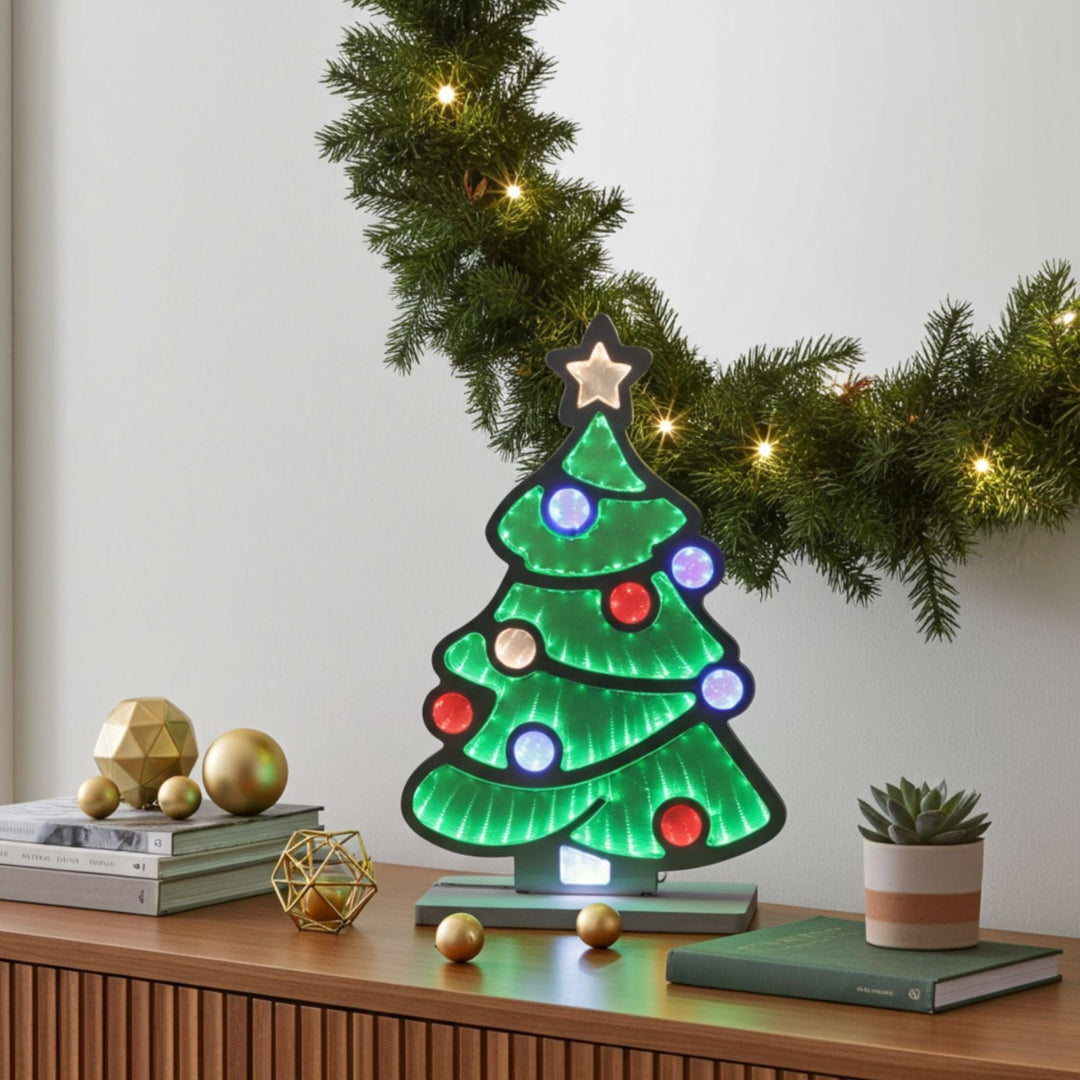 Christmas LED Infinity Mirror Decoration Double Sided Light 40cm