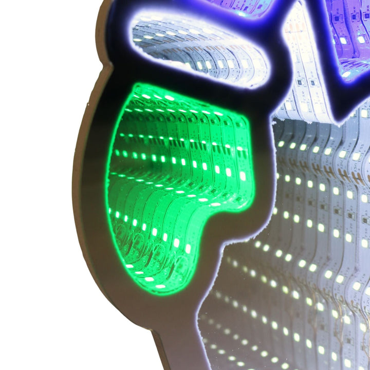close up of snowman infinity light in green