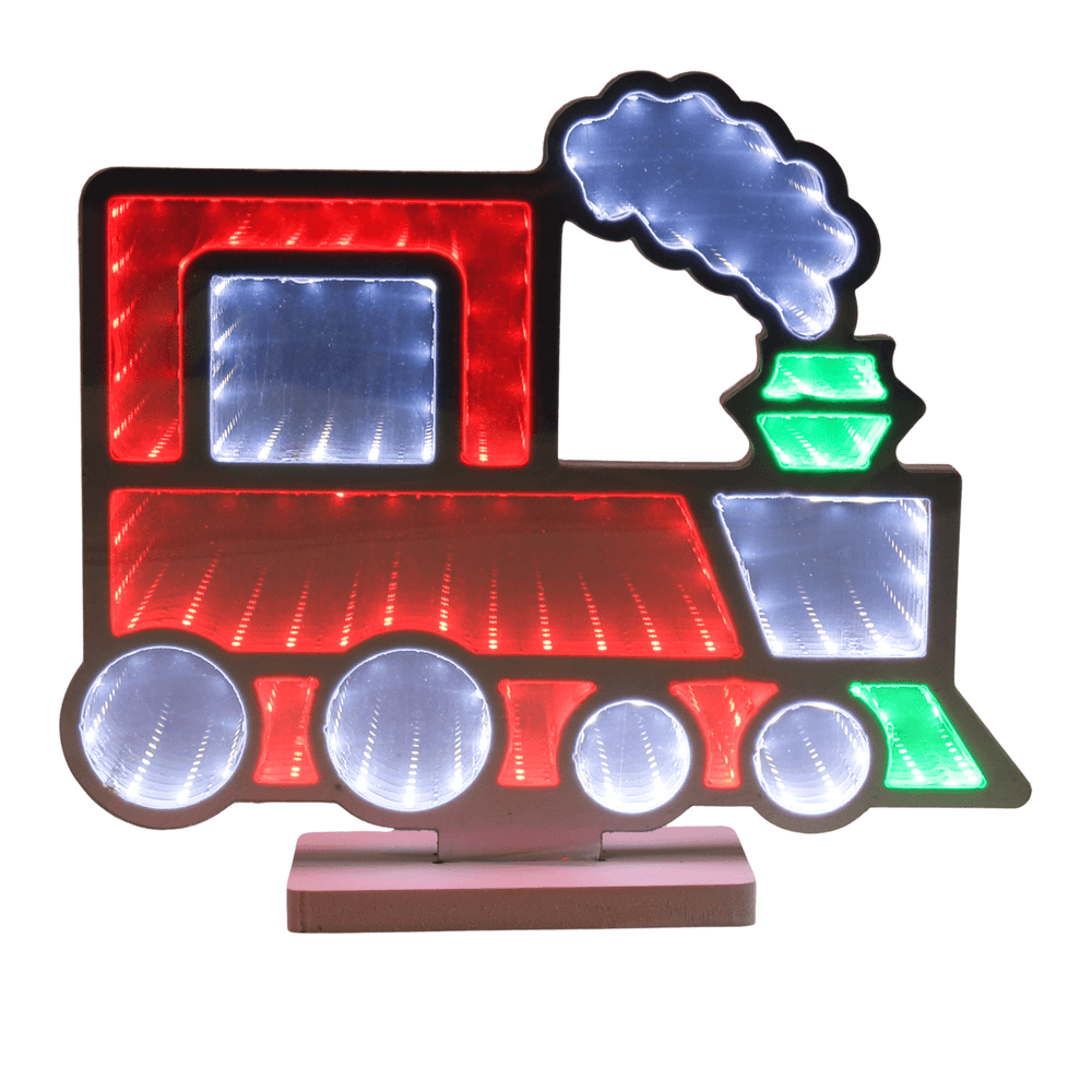 front view of decorative christmas train infinity light lamp