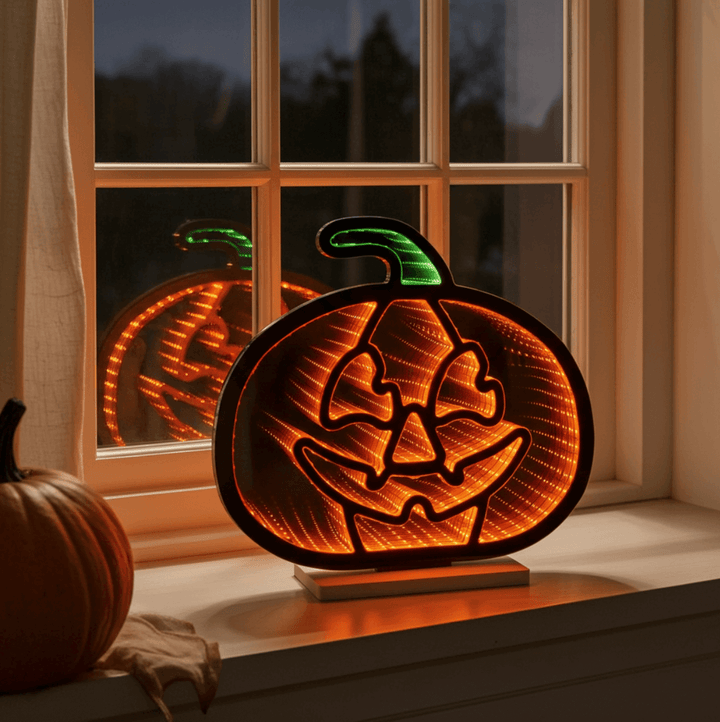 Decorative pumpkin-shaped lamp with a jack-o&