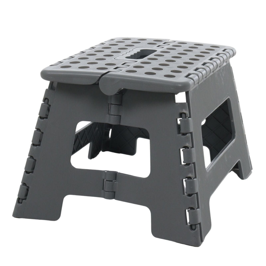 22cm Folding Step Stool Grey Platform Portable Carry Handle Plastic