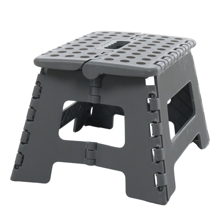 22cm Folding Step Stool Grey Platform Portable Carry Handle Plastic