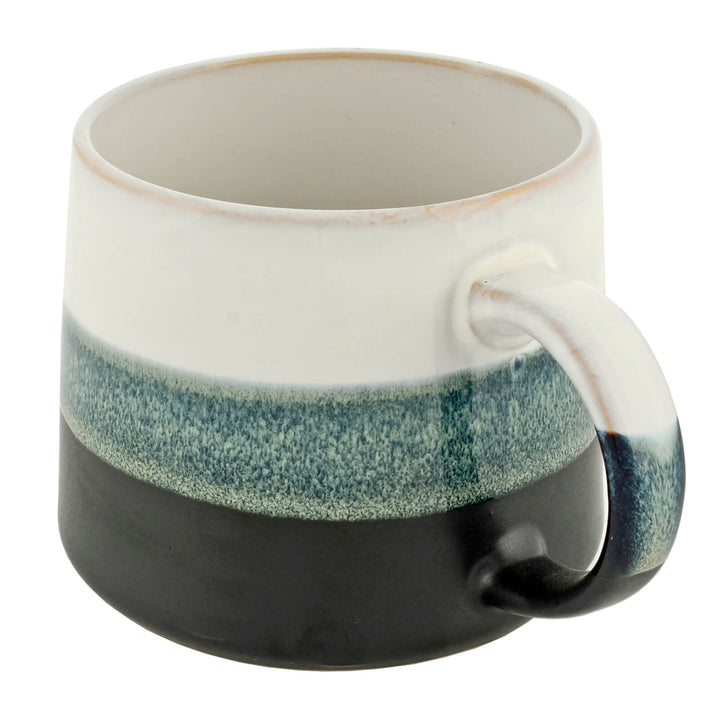 Striped grey coffee mug with large handle