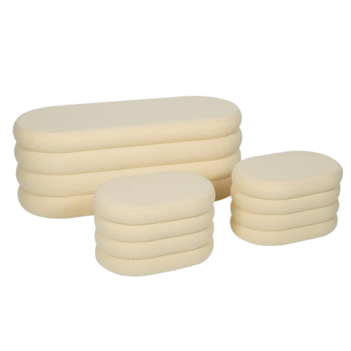 Plush Storage Ottoman Bench with Seating – Upholstered Fabric Footrest for Living Room &amp; Hallway