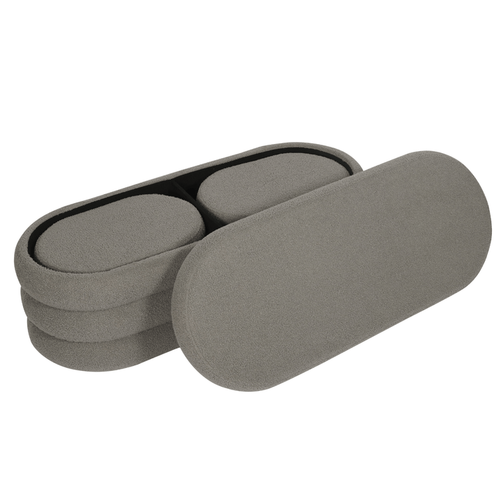 Plush Storage Ottoman Bench with Seating – Upholstered Fabric Footrest for Living Room &amp; Hallway
