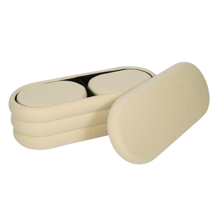 Plush Storage Ottoman Bench with Seating – Upholstered Fabric Footrest for Living Room &amp; Hallway