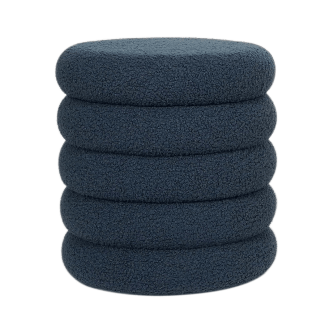 blue colour storage stool with teddy fleece fabric on white background
