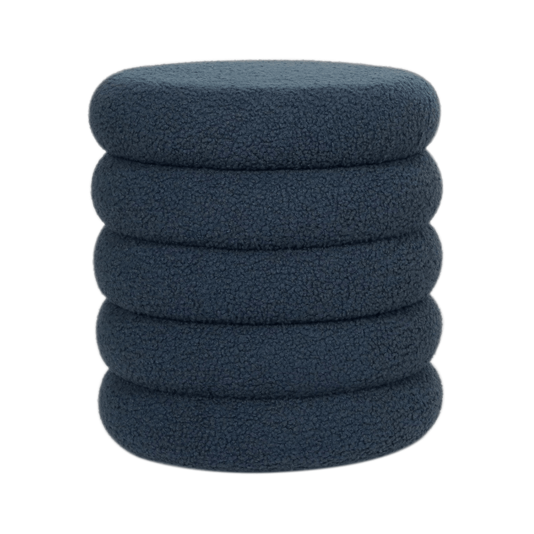 blue colour storage stool with teddy fleece fabric on white background