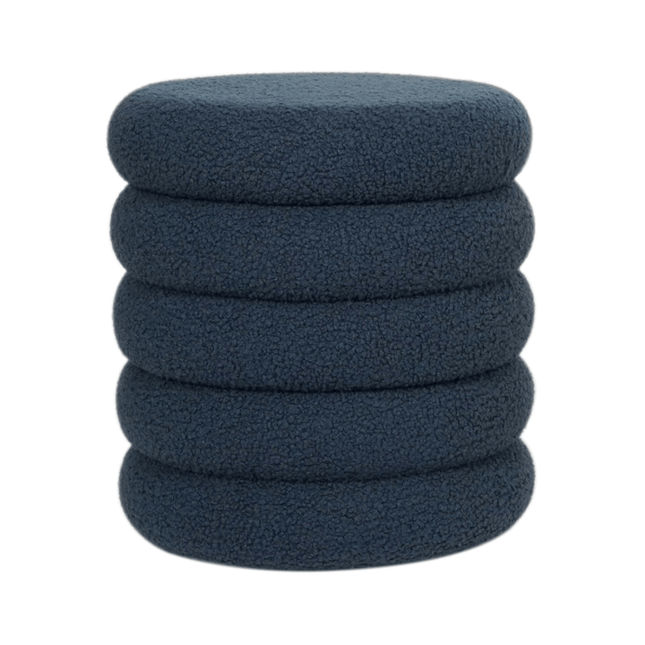 blue colour storage stool with teddy fleece fabric on white background