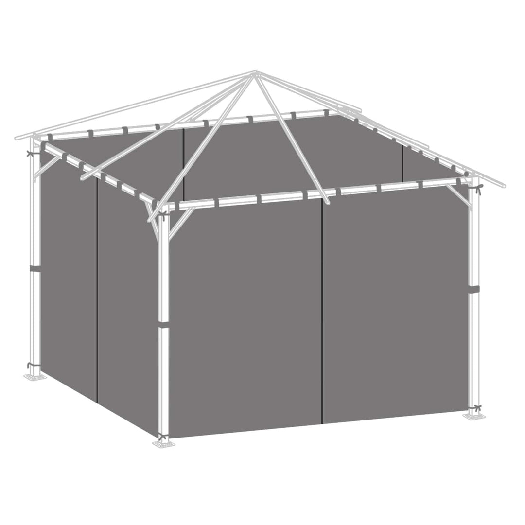Replacement Gazebo Walls Pack for Azuma Pavillion 3x3m Grey Waterproof Sides