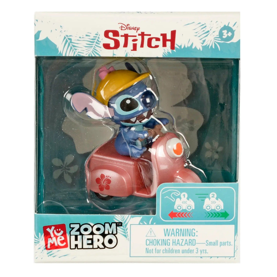 Disney Stitch Zoom Hero collectible pull back pink scooter