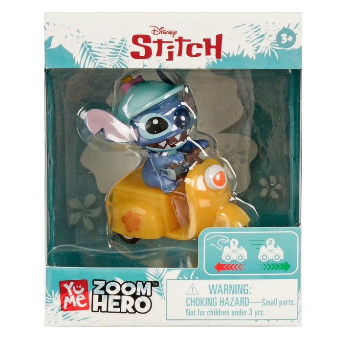 Disney Stitch Zoom Hero collectible pull back yellow scooter