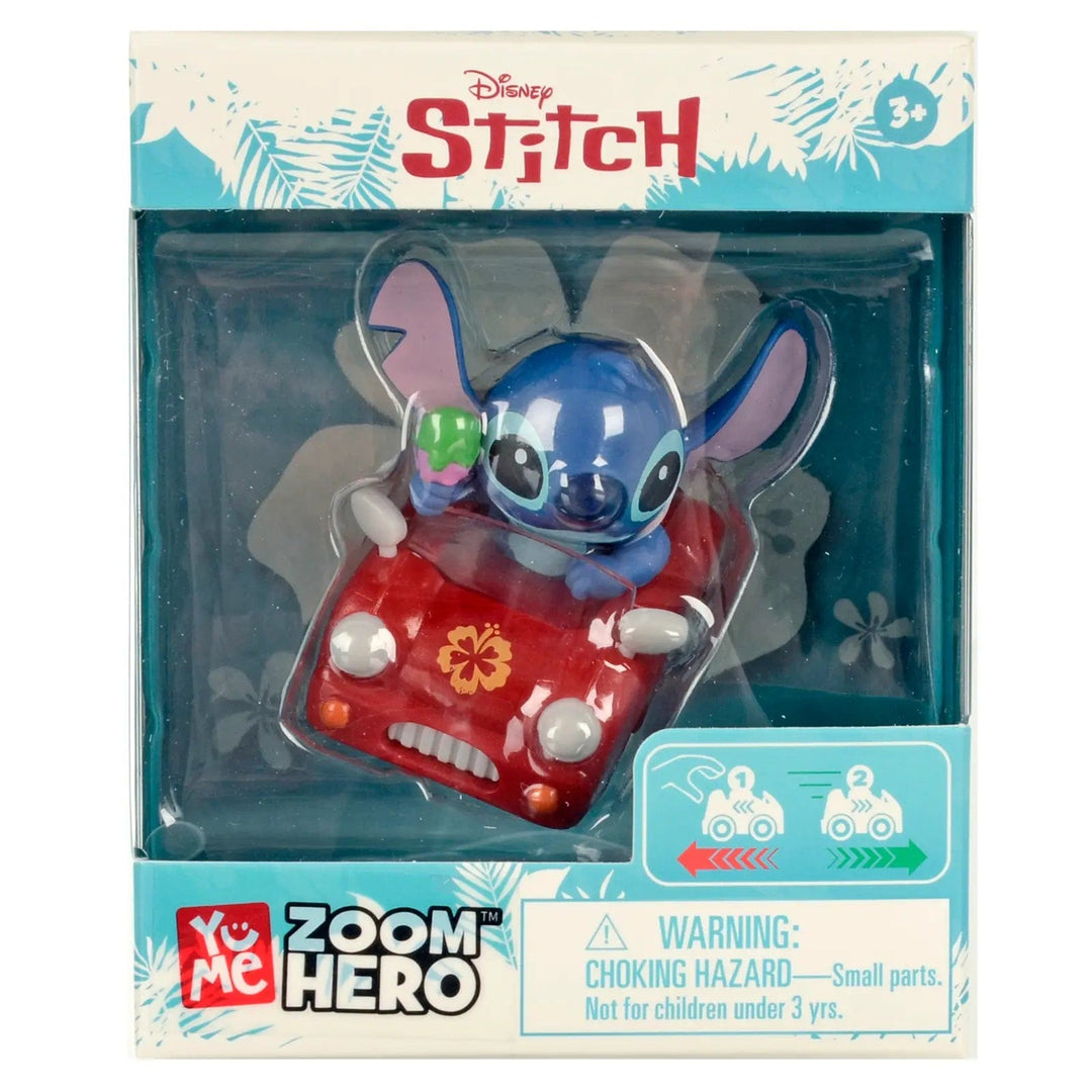 Disney Stitch Zoom Hero collectible pull back red car