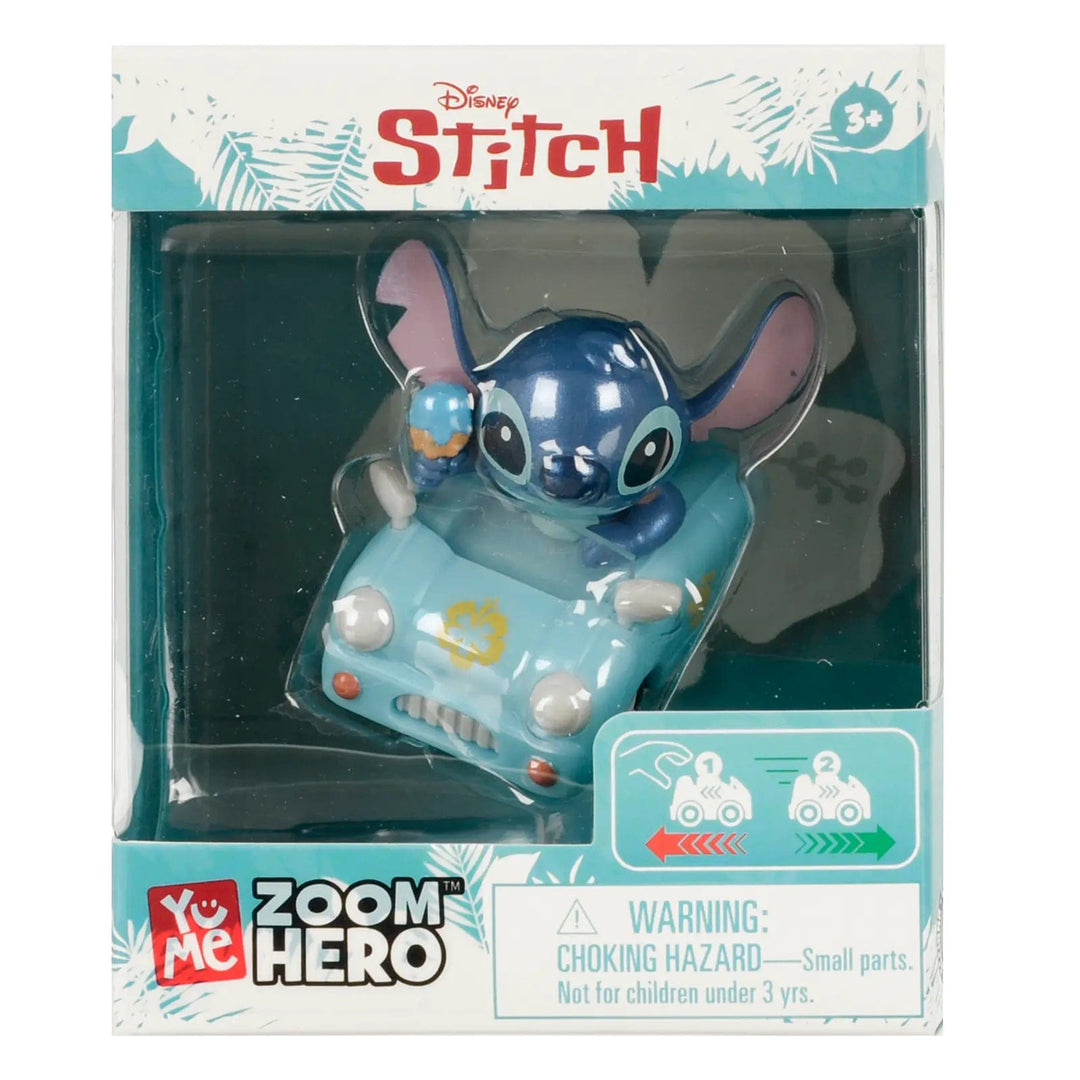 Disney Stitch Zoom Hero collectible pull back blue car