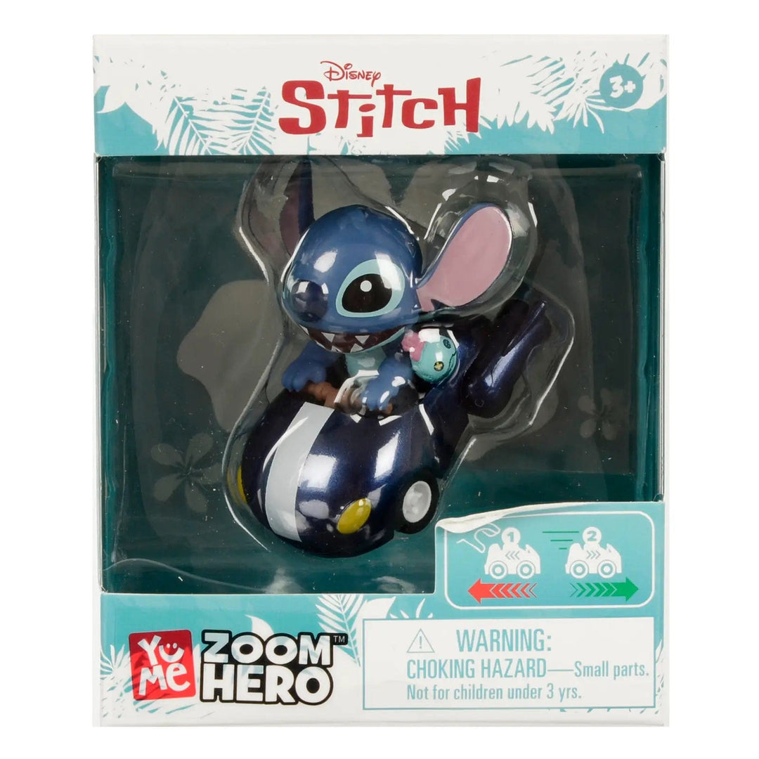 Disney Stitch Zoom Hero collectible pull back blue sportscar