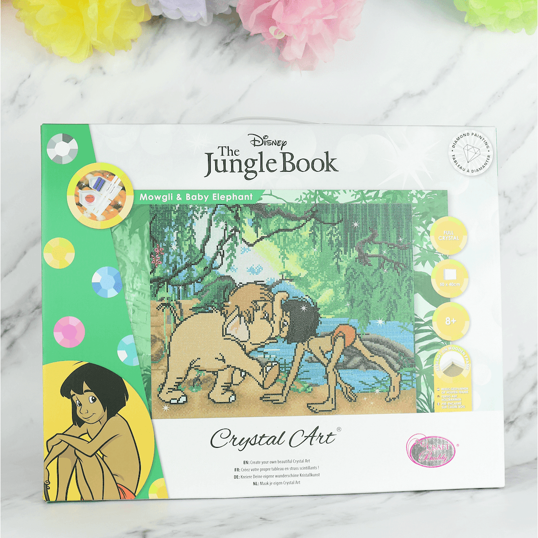 the jungle book crystal art set on marble background with colourful decorations