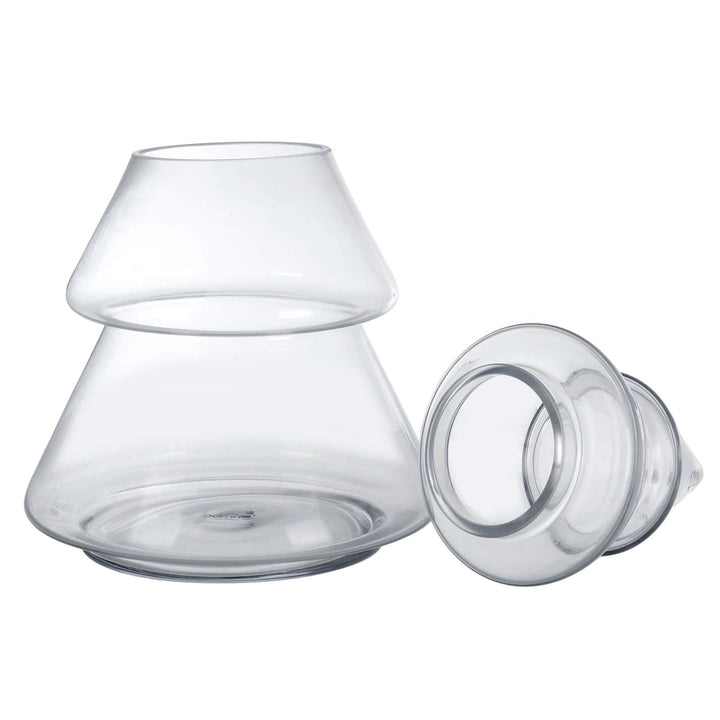 christmas tree glass storage jar with lid removed on white background