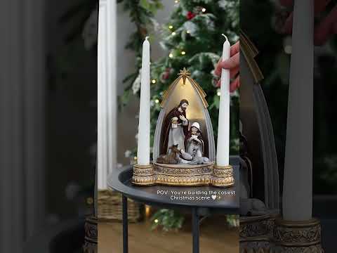 Nativity Scene Christmas Candle Holder Decoration Resin Candlestick