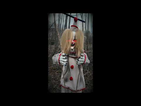 4.5ft Animated Freaky Clown on Swing Lights Sounds Decoration