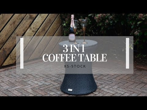 Azuma Drinks Cooler Table Garden Patio Rattan Black or Grey