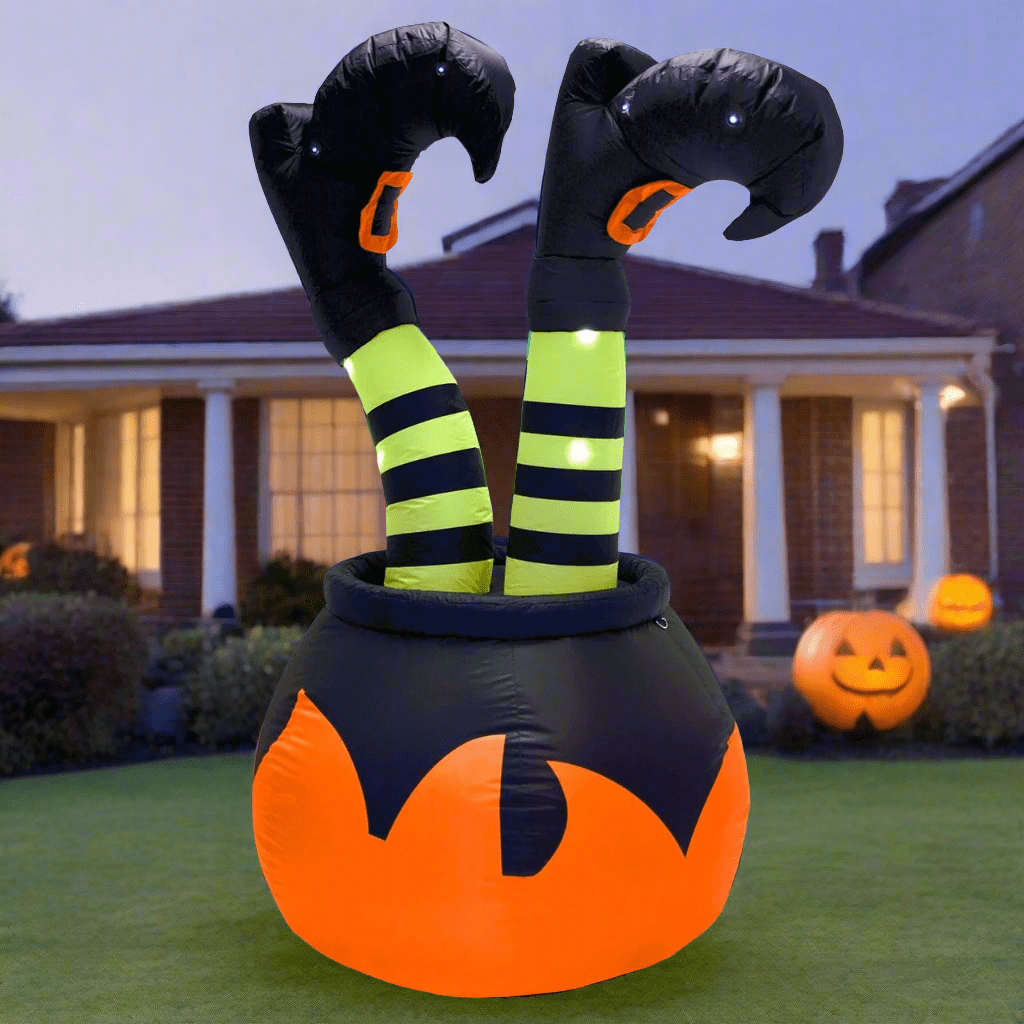 Giant 6ft Pumpkin and Witches Legs Light Up Inflatable Halloween Outdoor Decoration