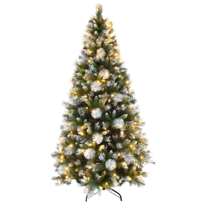 Luxury Pre-Lit Decorated Christmas Tree Frosted Tips 6ft/7ft 7ft