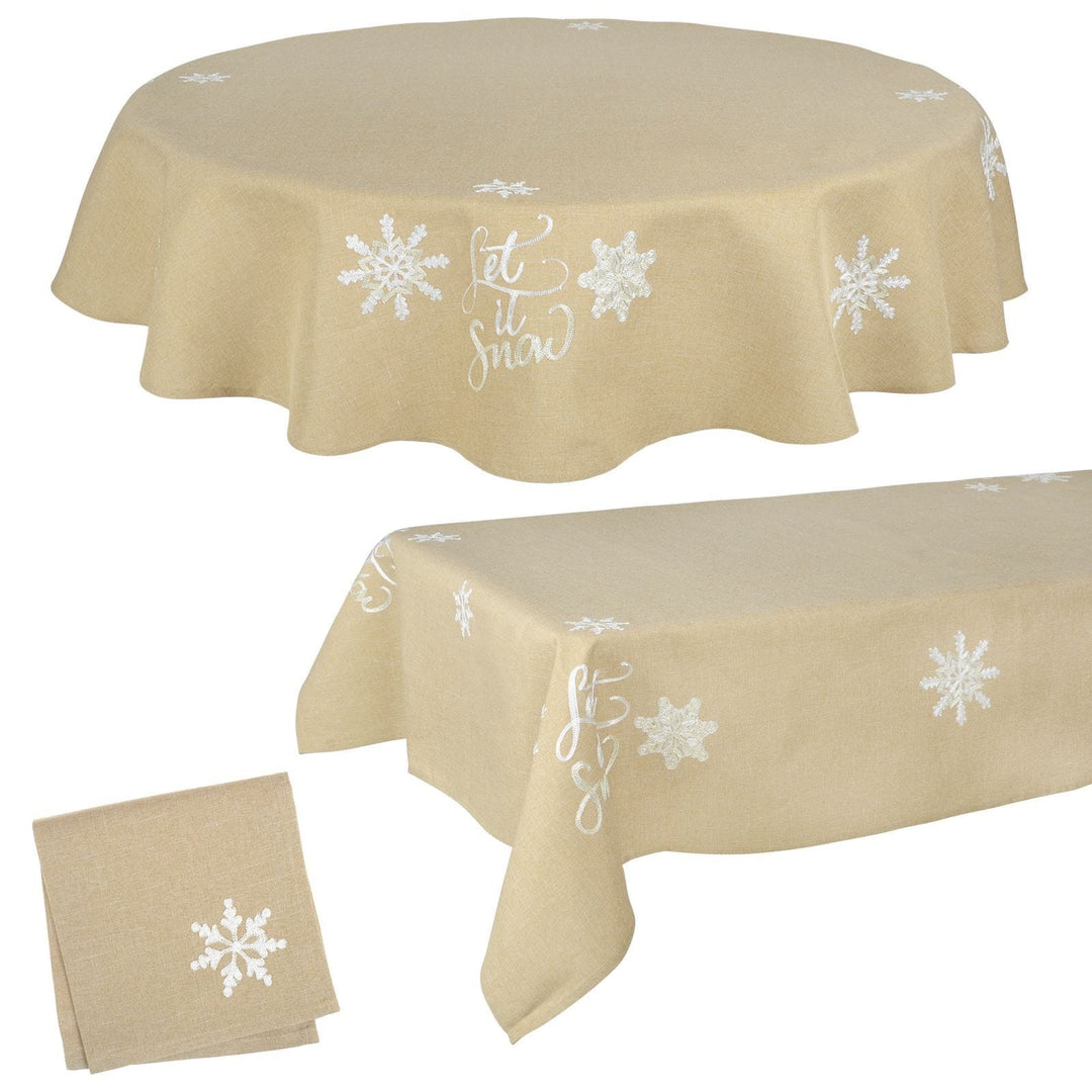 Let It Snow Fabric Tablecloths / Napkins Xmas Decoration