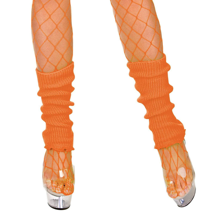 Womens 80's Neon Leg Warmers Fancy Dress Disco Dance Neon Orange