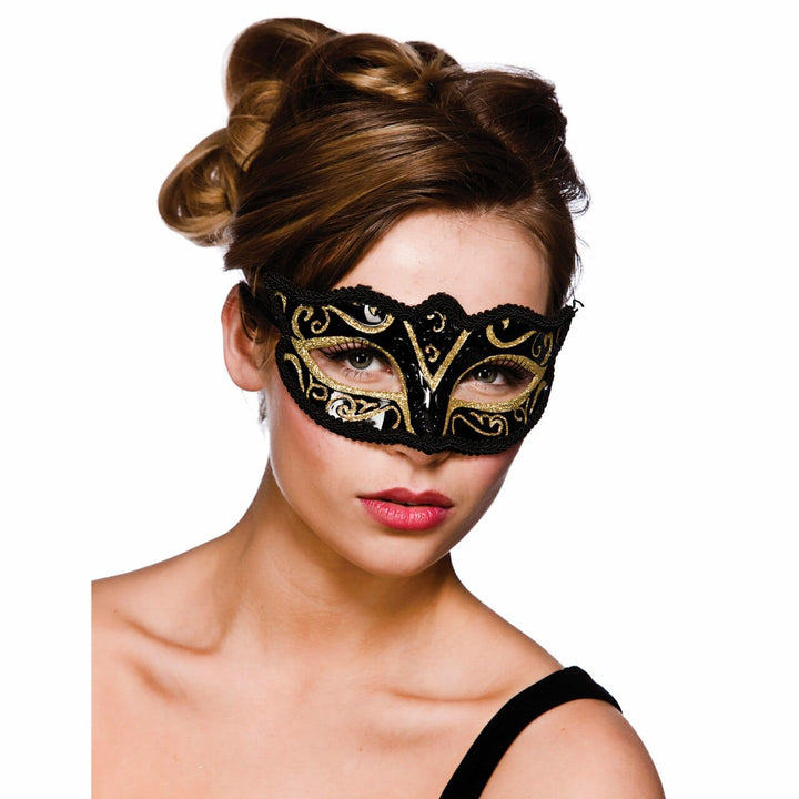 Verona Eyemask Carnival Ball Fancy Dress Halloween Mask Gold Glitter