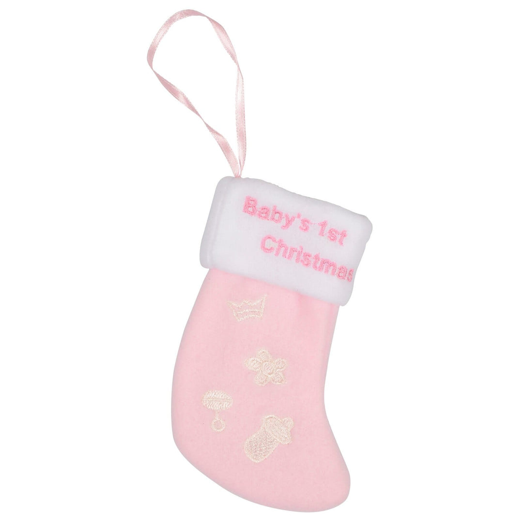 Baby's 1st Christmas Mini Stocking Hanging Tree Decoration Pink