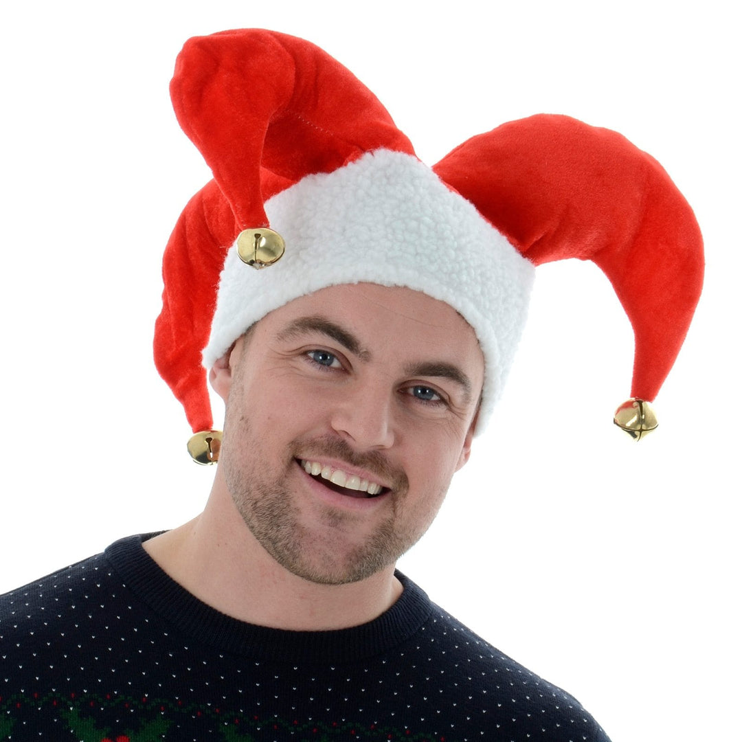 Festive Christmas Hats and Headbands Assorted Designs Red Jester Hat