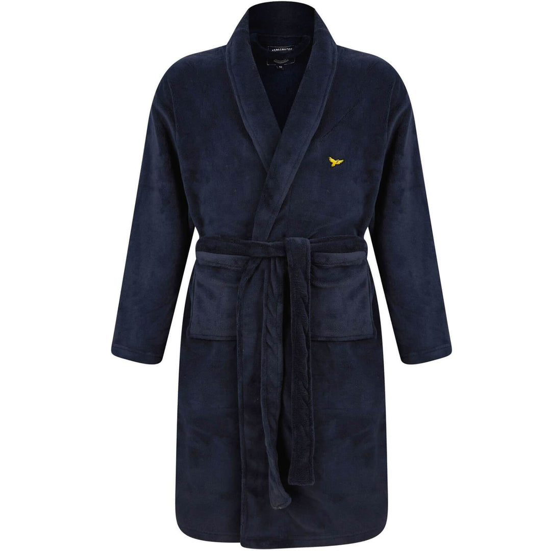 Mens Bradley Soft Fleece Dressing Gown Kensington Eastside Navy / M