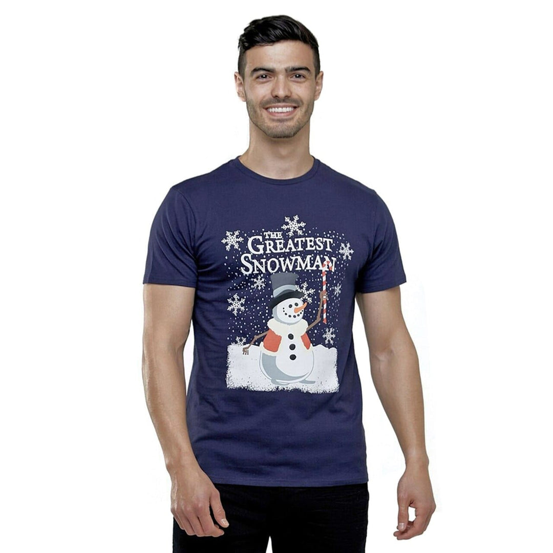 Mens Christmas T-Shirt Greatest Snowman Navy Xmas Party Tee Navy / S